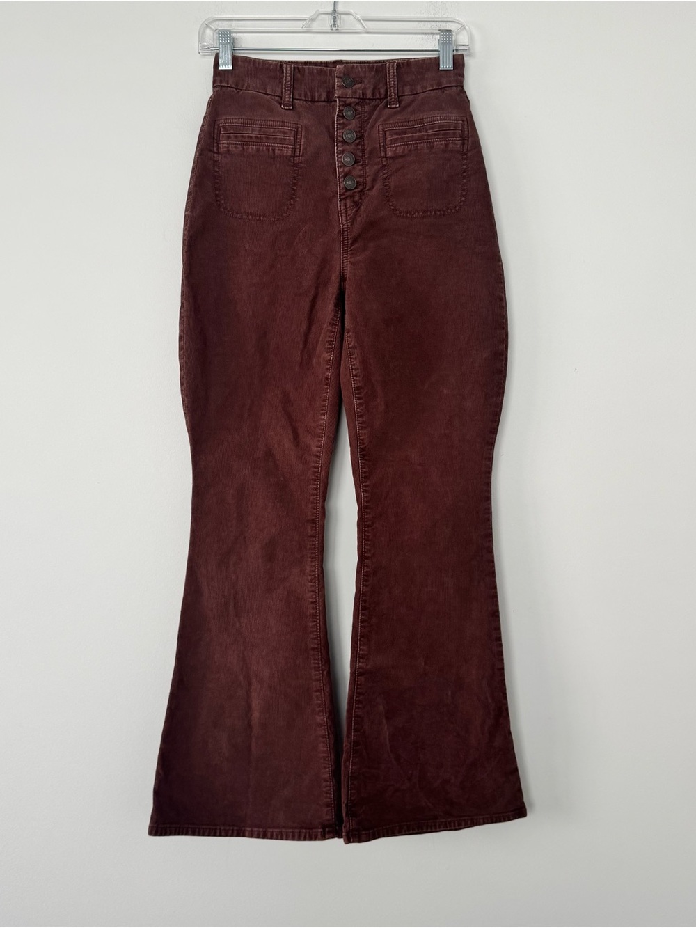 American Eagle Womens 2 Super High Rise Flare Button Fly Corduroy 29” Inseam